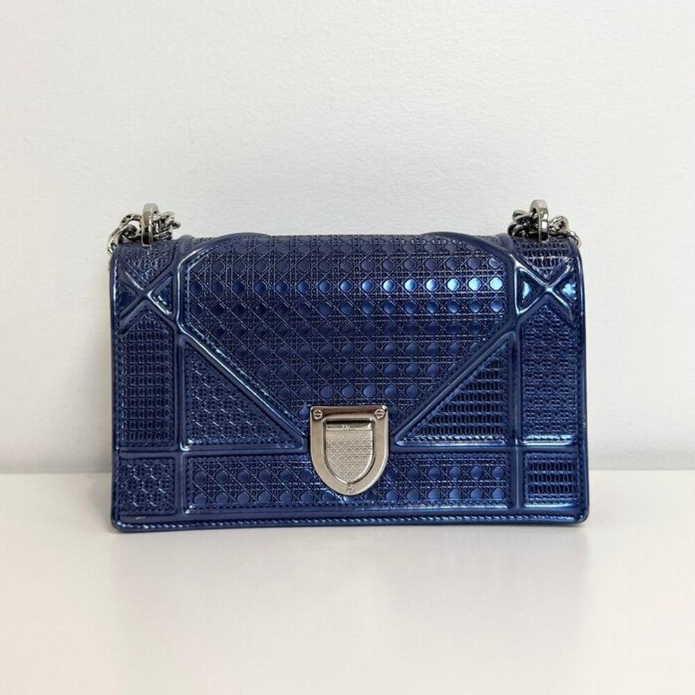 DIOR Micro Cannage Diorama Flap Silver Chain Crossbody Bag